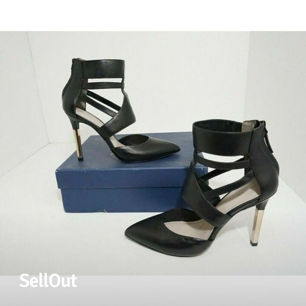 Pour La Victoire Women's Zanie Black Ankle Strap Stiletto Heels